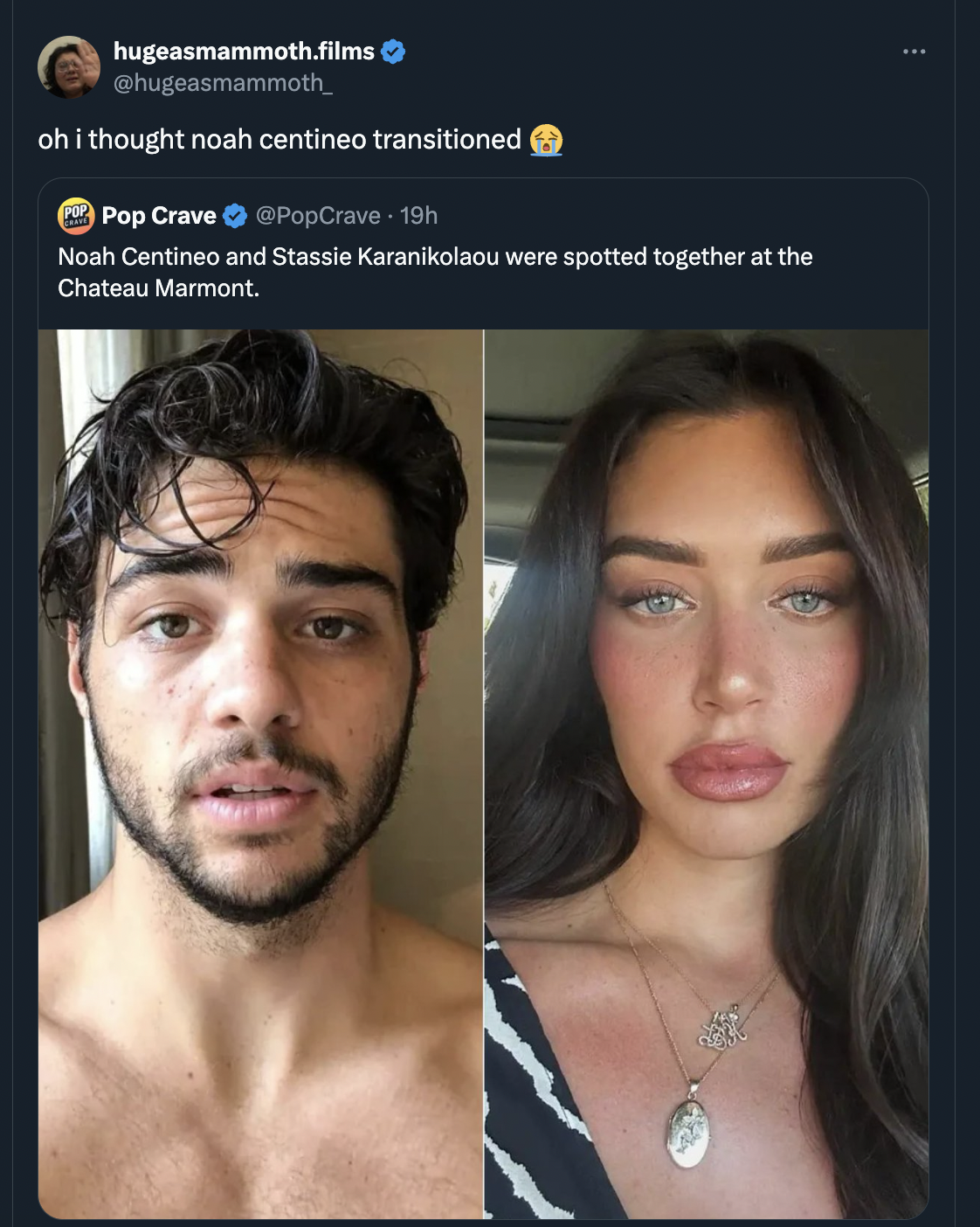 noah centineo sexy - hugeasmammoth.films oh i thought noah centineo transitioned Pop Crave 19h Noah Centineo and Stassie Karanikolaou were spotted together at the Chateau Marmont.